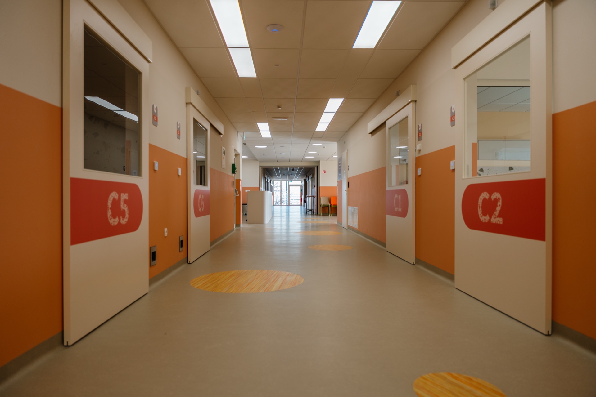 A colourful children's ward corridor